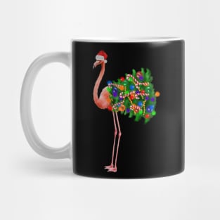 Flamingo Christmas Lights, Xmas Tree, Santa Hat Mug